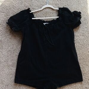 We The Free Black Puff Sleeve Square-Neck Camisole